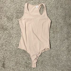 Tan racer back bodysuit